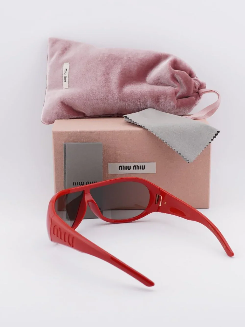 Miu Miu MU B14SU 27N8 0Q Shield Sunglasses - Red / Grey